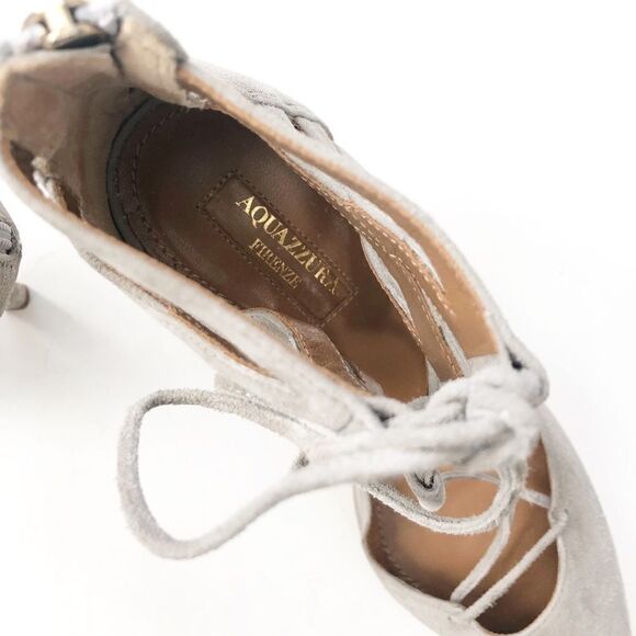 Aquazzura Belgravia Suede Lace Up Pump Grey EU 36 - Picture 5 of 11